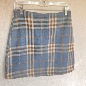 Kori America Blue/Brown Plaid Mini Skirt, Size Small, NWT, Cute Fall Staple